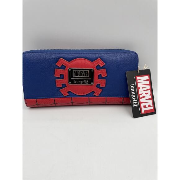 Loungefly Handbags - Loungefly x Spider-Man Clutch Wallet Grey Zippered Marvel Comics Red NEW